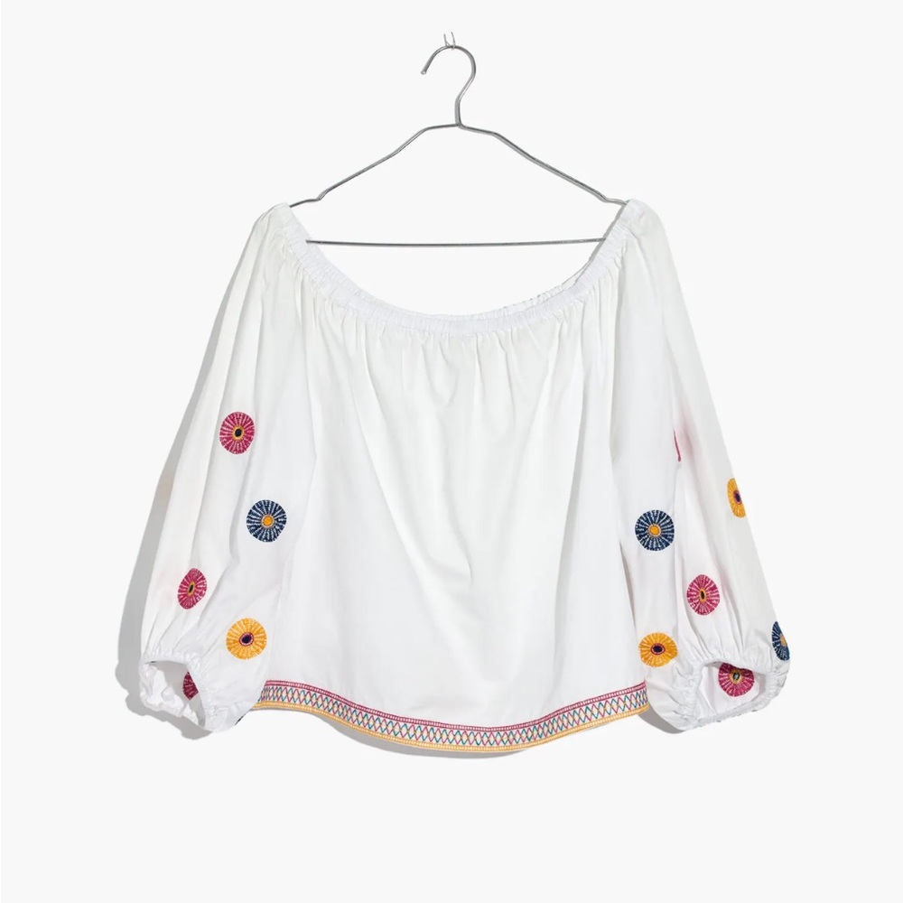 Madewell embroidered off the shoulder top
